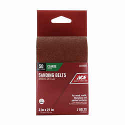 Ace 21 in. L x 3 in. W Aluminum Oxide Sanding Belt Coarse 2 pk 50 Grit