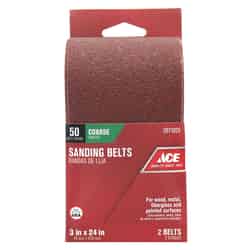 Ace 24 in. L x 3 in. W Aluminum Oxide Sanding Belt Coarse 2 pk 50 Grit
