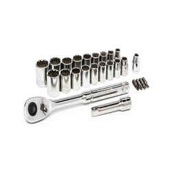 Crescent Assorted Sizes S X 3/8 in. drive S Metric and SAE 12 Point Socket Wrench Set 20 pc