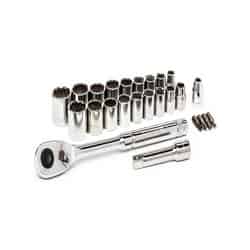 Crescent Assorted Sizes S X 3/8 in. drive S Metric and SAE 12 Point Socket Wrench Set 20 pc