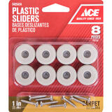 Ace Plastic Slide Glide Off-White Round 1 in. W 8 pk