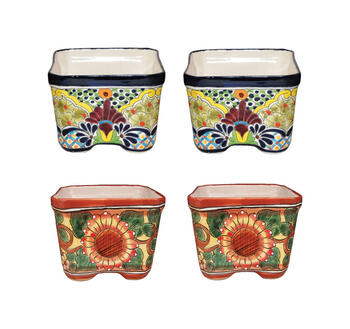 Avera Products Talavera 6 in. H x 8 in. W Multicolored Ceramic Talavera Planter Set