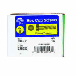 HILLMAN 5/16 in. Dia. x 2 in. L Heat Treated Yellow Dichromate Hex Head Cap Screw 100 box