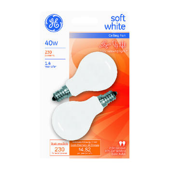 GE Lighting 40 watts A15 Incandescent Light Bulb 230 lumens Soft White A-Line 2 pk