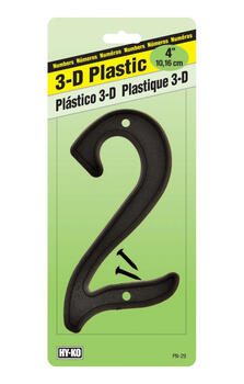 Hy-Ko Plastic Black Number Nail-On 2 4 in.