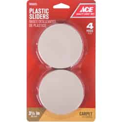 Ace Plastic Self Adhesive Slide Glide Brown Round 3-1/2 in. W 4 pk