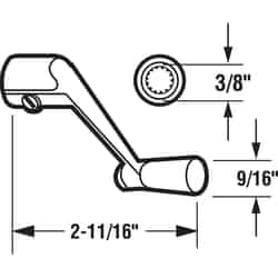 Prime-Line Painted Silver Zinc Single-Arm Casement Operator Crank Handle For Universal