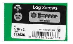 HILLMAN 5/16 in. x 2 in. L Hex Stainless Steel 50 pk Lag Screw