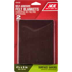 Ace Felt Self Adhesive Pad Brown Rectangle 4-1/2 in. W x 6 in. L 2 pk