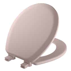 Mayfair Never Loosens Round Pink Molded Wood Toilet Seat