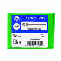 HILLMAN 5/16 in. Dia. x 3 in. L Zinc Plated Steel Hex Tap Bolt 100 box