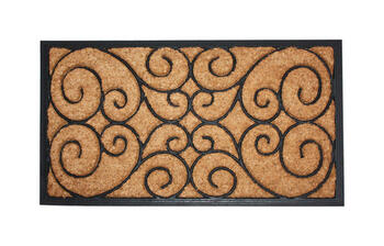 J&M Home Fashions Black Coir Nonslip Floor Mat 18 in. L x 30 in. W