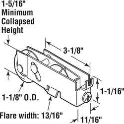 Prime-Line 1-1/8 in. D X 3/8 in. L Steel Roller Assembly 1 pk