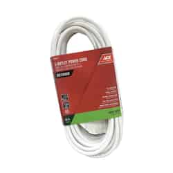 Ace 50 ft. L White Triple Outlet Cord 16/3 SJTW Outdoor