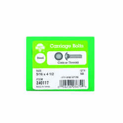 HILLMAN 5/16 Dia. x 4-1/2 in. L Zinc-Plated Steel Carriage Bolt 50 pk