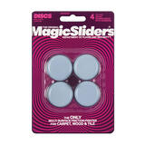 Magic Sliders Plastic Floor Slide Round 1-1/2 in. W x 1 1/2 in. L 4 pk Self Adhesive Gray