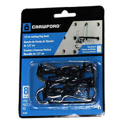 Crawford Zinc Plated Steel 0.5 in. Peg Hooks 8 Black/Silver