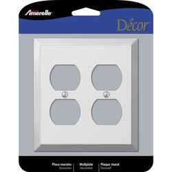 Amerelle Century Polished Chrome Light Gray 2 gang Stamped Steel Duplex Outlet Wall Plate 1 pk