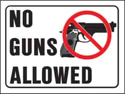 Hy-Ko English 12 in. W x 9 in. H Sign Plastic No Guns Allowed