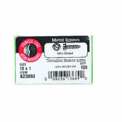 HILLMAN 1 in. L x 10 Slotted Hex Washer 100 per box Stainless Steel Sheet Metal Screws