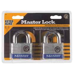 Master Lock 1-1/2 in. H x 7/8 in. W x 2 in. L Laminated Steel 4-Pin Cylinder 2 Keyed Alike Padlo