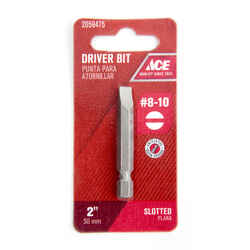 Ace Slotted 2 in. L x #8-10 Screwdriver Bit S2 Tool Steel 1 pc. Quick-Change Hex Shank 1/4 in