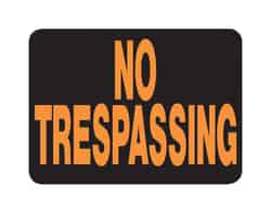Hy-Ko English No Trespassing Sign 9 in. H x 12 in. W Plastic