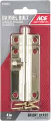 Ace Barrel Bolt 4 in. Bright Brass For Lightweight Doors, Chests and Cabinets
