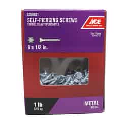 Ace 1/2 in. L x 8 Sizes Hex/Slotted Hex Washer Head Zinc Self-Piercing Screws 1 lb. Zinc-Plated