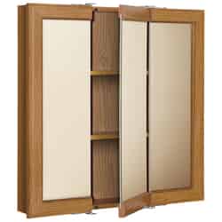 Continental Cabinets 28-5/8 in. H x 30 in. W x 4-7/16 in. D Square Oak Tri-View Medicine Cabinet