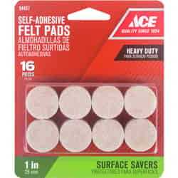 Ace Felt Self Adhesive Pad Brown Round 1 in. W 16 pk