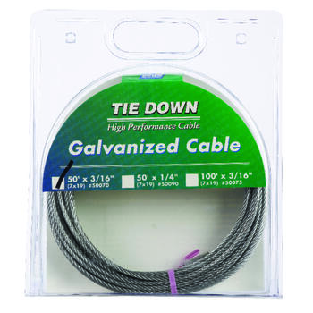 Tie Down Engineering Galvanized Galvanized Steel 3/16 in. Dia. x 50 ft. L Aircraft Cable