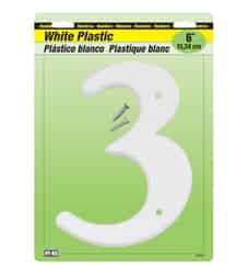 Hy-Ko 6 in. White Plastic Screw-On Number 3 1 pc.