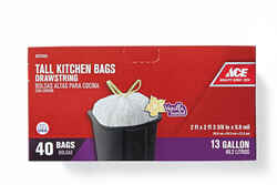 Ace 13 gal. Tall Kitchen Bags Drawstring 40 pk