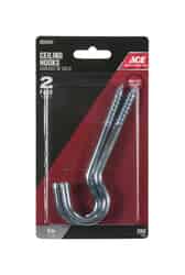 Ace Small Silver Steel Zinc-Plated Ceiling Hook 200 lb. 2 pk 5 in. L