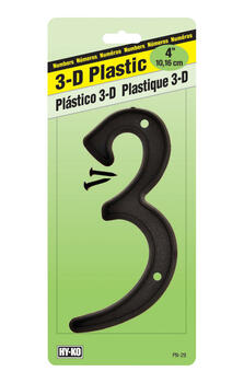 Hy-Ko 4 in. Plastic 3 Number Nail-On Black