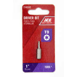 Ace Torx T9 in. x 1 in. L Insert Bit 1/4 in. 1 pc. Hex Shank S2 Tool Steel