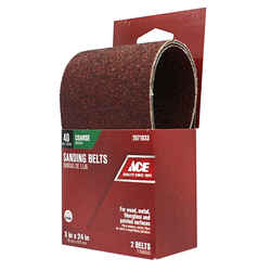 Ace 24 in. L x 3 in. W Aluminum Oxide Sanding Belt Extra Coarse 40 Grit 2 pk