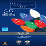 Celebrations Basic LED C9 Multicolored 25 ct String Christmas Lights 16 ft.