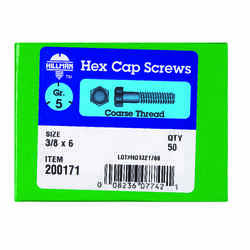 HILLMAN 3/8 in. Dia. x 6 in. L Heat Treated Zinc Steel Hex Head Cap Screw 50 box