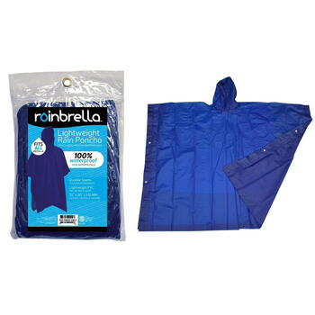 Rainbrella Blue Rain Poncho One Size Fits All PVC