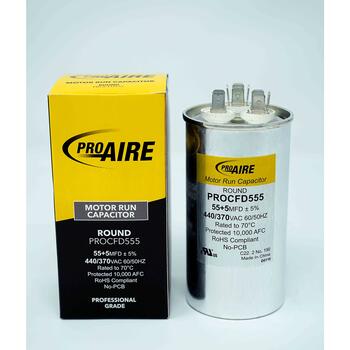 Perfect Aire Pro 55+5 MFD 370 volt Round Run Capacitor