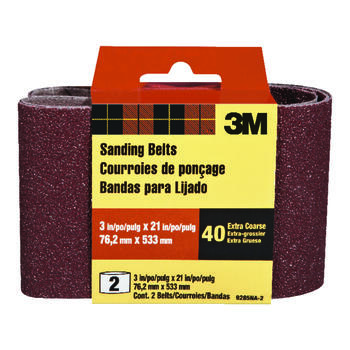 3M 21 inch in. L x 3 in. W Ceramic Sanding Belt Extra Coarse 2 pc. 40 Grit