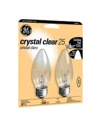 GE Lighting 25 watts B13 Incandescent Light Bulb 170 lumens White (Clear) Blunt Tip 2 pk