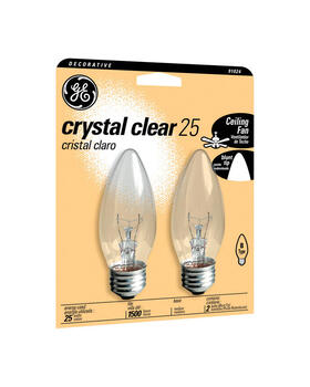 GE Lighting 25 watts B13 Incandescent Light Bulb 170 lumens White (Clear) Blunt Tip 2 pk