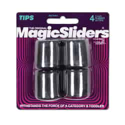 Magic Sliders Rubber Leg Tip Black Round 1 in. W 4 pk