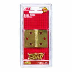 Ace 2.75 in. W x 1-1/2 in. L Polished Brass Brass Desk Hinge 2 pk