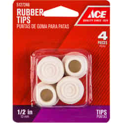 Ace Rubber Leg Tip Off-White Round 1/2 in. W 4 pk