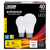 Feit Electric Enhance A19 E26 (Medium) LED Bulb Warm White 40 Watt Equivalence 2 pk