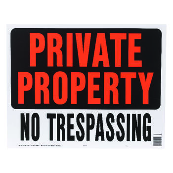 Hy-Ko English 19 in. W x 15 in. H Private Property / No Trespassing Sign Plastic